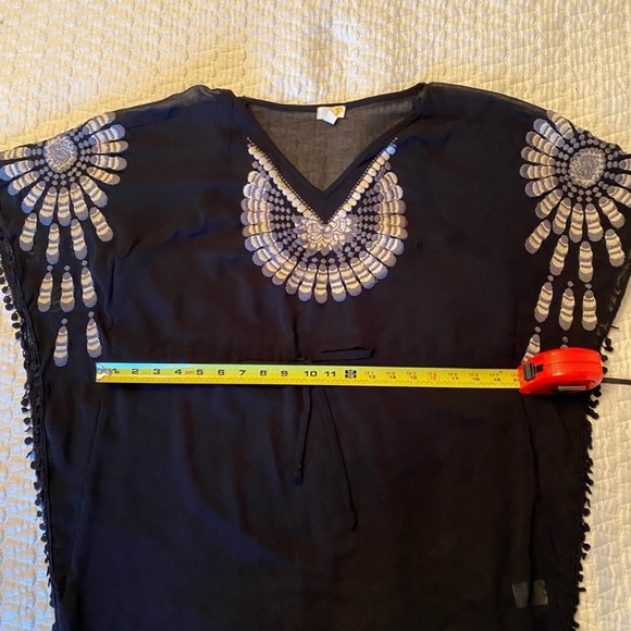 Sheer Black Cover Up with Embroidered Details - Picture 3 of 6
